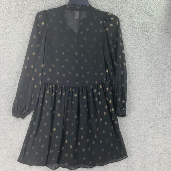 H&M Tunic Top Womens Peasant Sheer Size S Boho Black Oversized - Picture 5 of 8